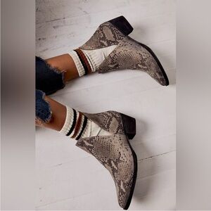 Free People Animal Charm Double V Python Bootie Size 6